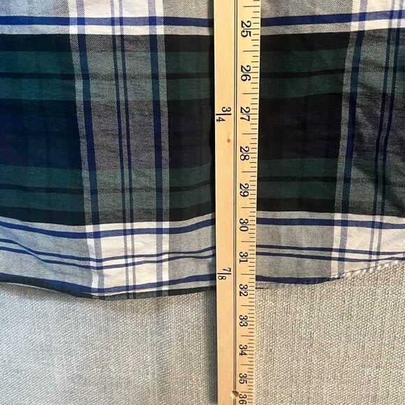 Vintage Polo Ralph Lauren Large Big Shirt Large Blue Green Gray Flannel Button - Picture 5 of 7